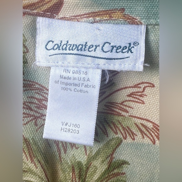 Coldwater Creek Denim Shirt Jacket Button Front Hawaiian Tropical Print L NOTES - Picture 6 of 10